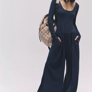 FP Movement Hot Shot Wide Leg Long Sleeve Jumpsuit *gray color *